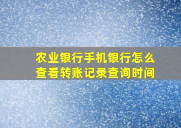 农业银行手机银行怎么查看转账记录查询时间