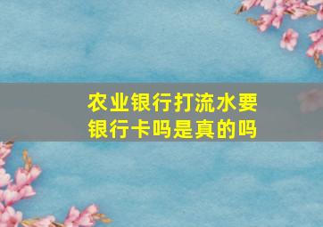 农业银行打流水要银行卡吗是真的吗