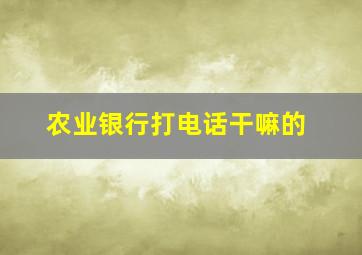 农业银行打电话干嘛的