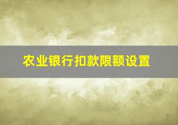 农业银行扣款限额设置