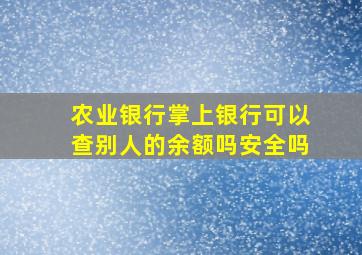 农业银行掌上银行可以查别人的余额吗安全吗