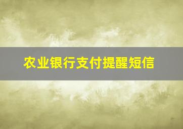 农业银行支付提醒短信