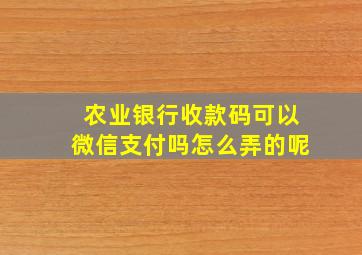 农业银行收款码可以微信支付吗怎么弄的呢