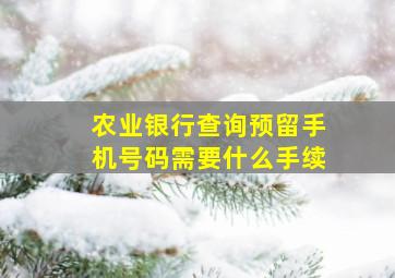 农业银行查询预留手机号码需要什么手续