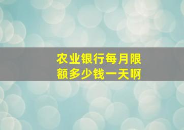 农业银行每月限额多少钱一天啊