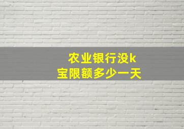 农业银行没k宝限额多少一天