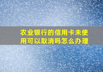 农业银行的信用卡未使用可以取消吗怎么办理