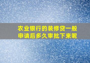 农业银行的装修贷一般申请后多久审批下来呢