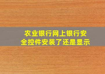 农业银行网上银行安全控件安装了还是显示