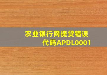 农业银行网捷贷错误代码APDL0001