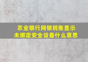 农业银行网银转账显示未绑定安全设备什么意思