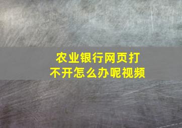 农业银行网页打不开怎么办呢视频