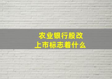 农业银行股改上市标志着什么