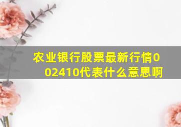 农业银行股票最新行情002410代表什么意思啊