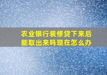 农业银行装修贷下来后能取出来吗现在怎么办