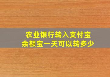 农业银行转入支付宝余额宝一天可以转多少