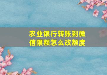 农业银行转账到微信限额怎么改额度