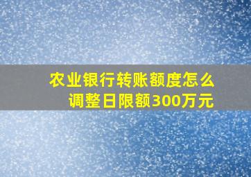 农业银行转账额度怎么调整日限额300万元