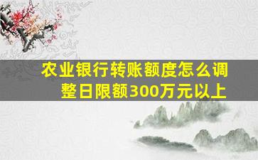 农业银行转账额度怎么调整日限额300万元以上