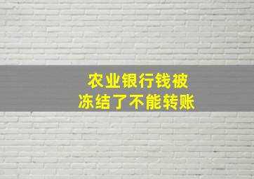 农业银行钱被冻结了不能转账