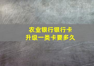 农业银行银行卡升级一类卡要多久