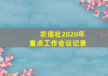 农信社2020年重点工作会议记录