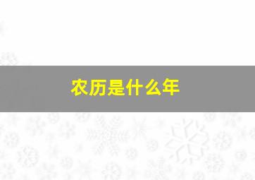 农历是什么年