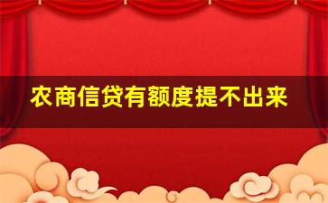 农商信贷有额度提不出来