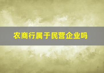 农商行属于民营企业吗