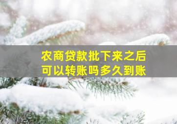 农商贷款批下来之后可以转账吗多久到账