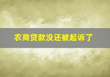 农商贷款没还被起诉了