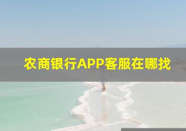 农商银行APP客服在哪找