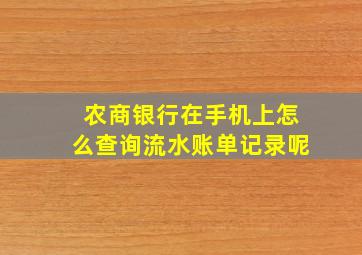 农商银行在手机上怎么查询流水账单记录呢