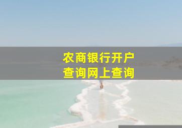 农商银行开户查询网上查询