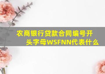 农商银行贷款合同编号开头字母WSFNN代表什么