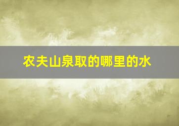 农夫山泉取的哪里的水