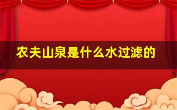 农夫山泉是什么水过滤的