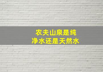 农夫山泉是纯净水还是天然水