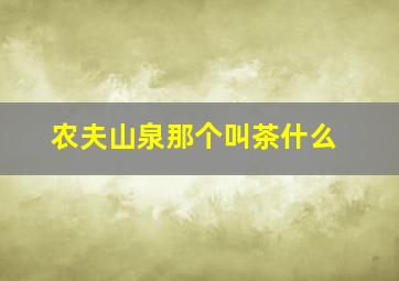 农夫山泉那个叫茶什么