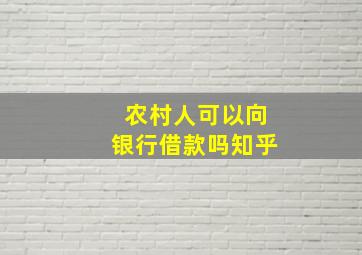 农村人可以向银行借款吗知乎