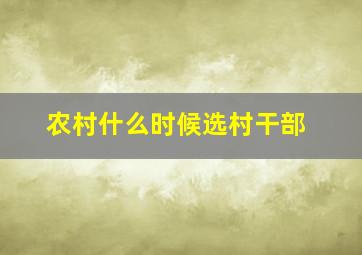 农村什么时候选村干部