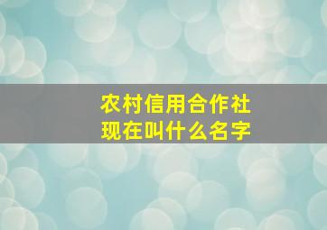 农村信用合作社现在叫什么名字