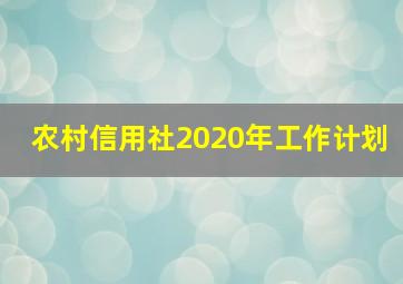 农村信用社2020年工作计划