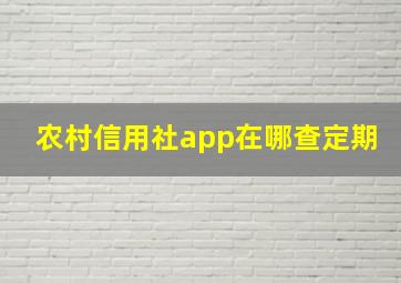 农村信用社app在哪查定期