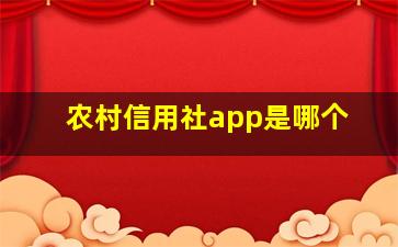 农村信用社app是哪个