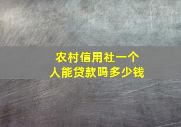 农村信用社一个人能贷款吗多少钱