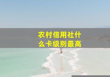 农村信用社什么卡级别最高