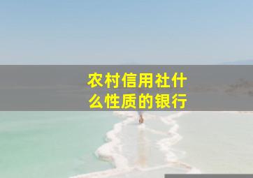 农村信用社什么性质的银行