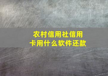 农村信用社信用卡用什么软件还款