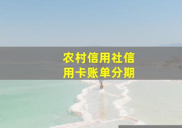 农村信用社信用卡账单分期